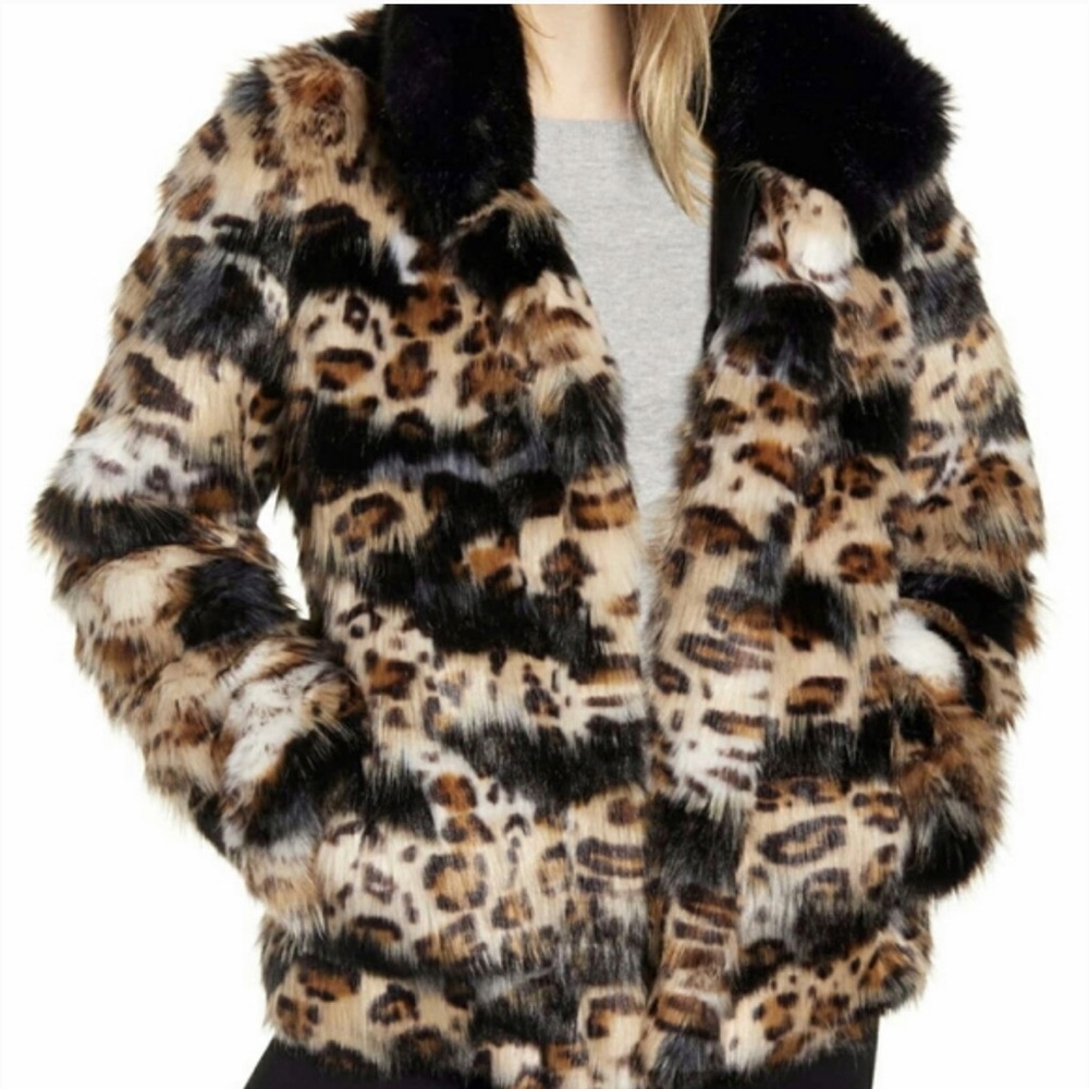 Sam Edelman Reversible Faux Leopard Fur Coat NWT